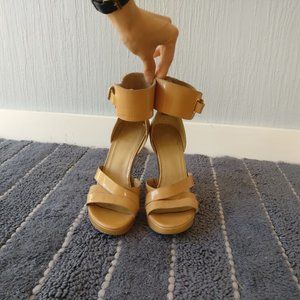 Stuart Weitzman Nude Patent Leather Sandals